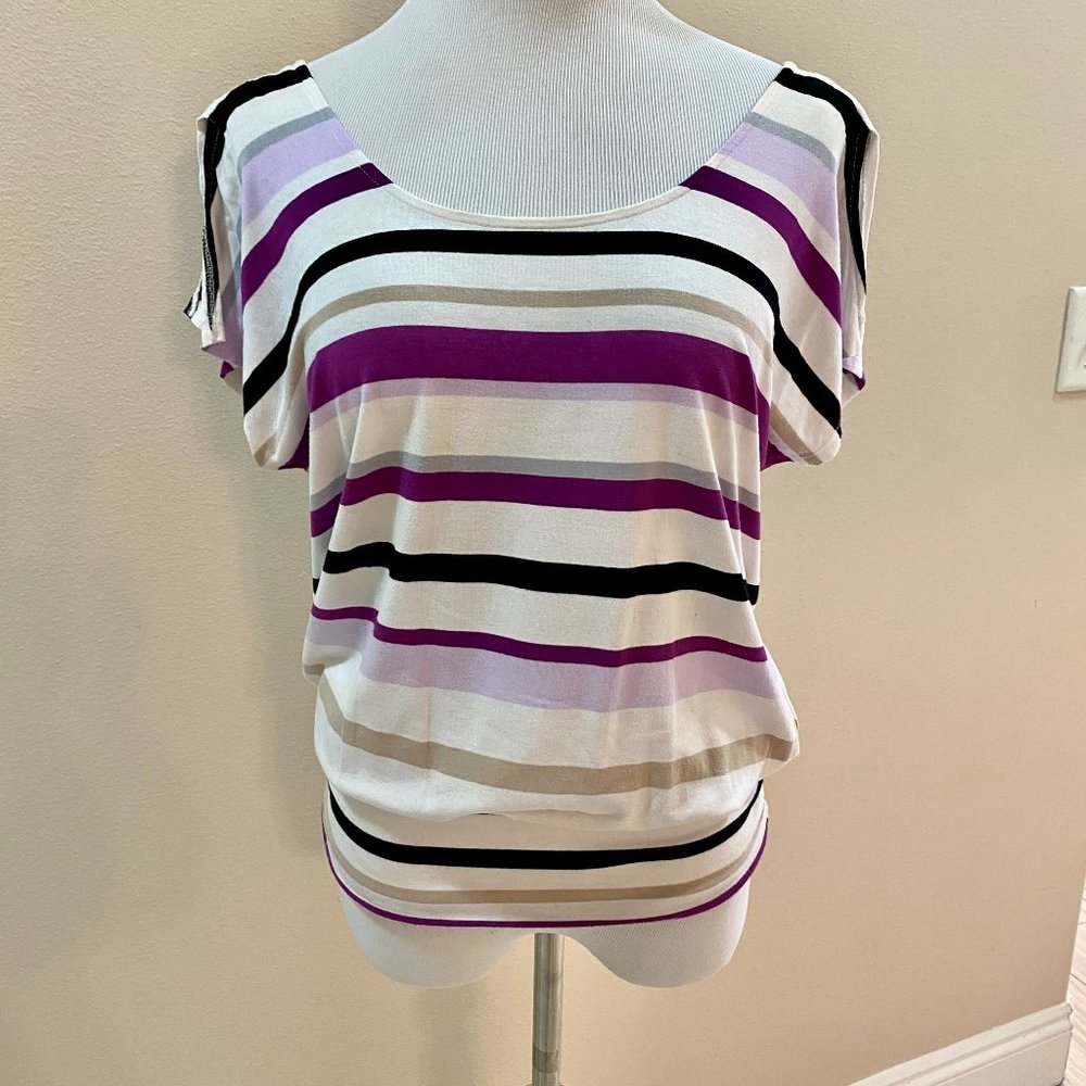 WHBM Striped Blouson Top